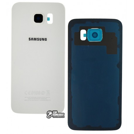 Задняя панель корпуса для Samsung G920F Galaxy S6, белый, со стеклом камеры, 2.5D