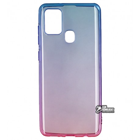 Чехол для Samsung 217 Galaxy A21s, Gradient Design, силиконовый ультратонкий, blue/pink