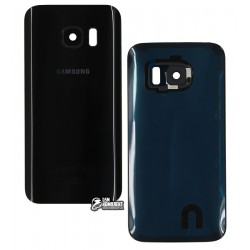 Задняя панель корпуса для Samsung G930 Galaxy S7, G930F Galaxy S7, G930FD Galaxy S7 Duos, черный, со стеклом камеры