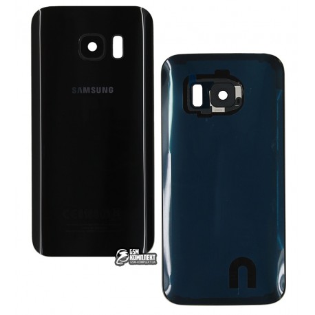 Задняя панель корпуса для Samsung G930 Galaxy S7, G930F Galaxy S7, G930FD Galaxy S7 Duos, черный, со стеклом камеры