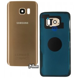 Задня панель корпусу для Samsung G935 Galaxy S7 EDGE, G935F Galaxy S7 EDGE, G935FD Galaxy S7 EDGE Duos, золотиста, зі склом камери
