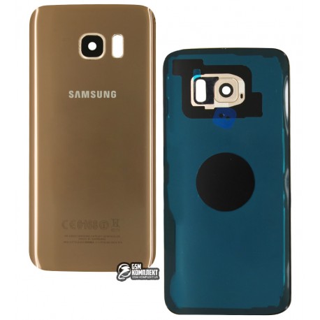 Задняя панель корпуса для Samsung G935 Galaxy S7 EDGE, G935F Galaxy S7 EDGE, G935FD Galaxy S7 EDGE Duos, золотистый, со стеклом камеры