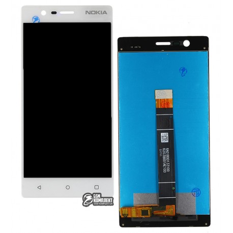 Дисплей для Nokia 3 Dual Sim, белый, с сенсорным экраном (дисплейный модуль), High Copy