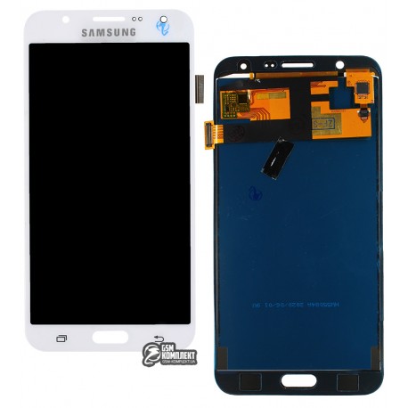 Дисплей Samsung J700 Galaxy J7, білий, з сенсорним екраном (дисплейний модуль), з регулюванням яскравості, (TFT), копія