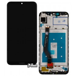 Дисплей Huawei Y7 (2019), черный, с тачскрином, с рамкой, оригинал (PRC), DUB-LX1