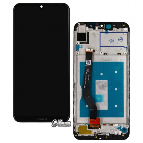 Дисплей Huawei Y7 (2019), черный, с тачскрином, с рамкой, оригинал (PRC), DUB-LX1