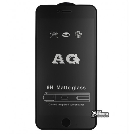 Загартоване захисне скло для iPhone 6 Plus, iPhone 6s Plus, 2,5D, Full Glue, матове, чорний колір