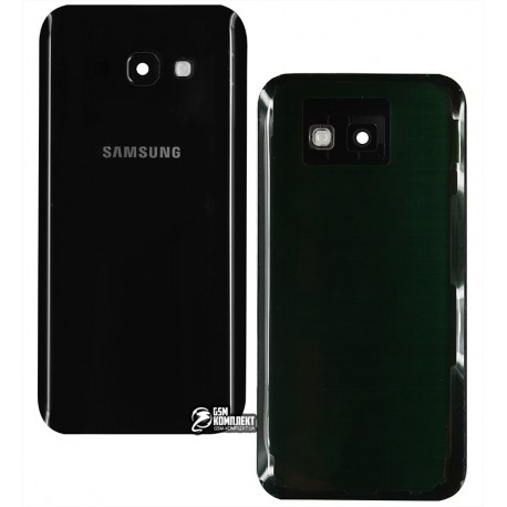 Задня панель корпусу Samsung A520 Galaxy A5 (2017), A520F Galaxy A5 (2017), чорна, зі склом камери
