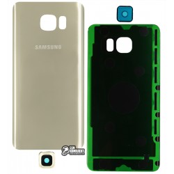 Задняя панель корпуса Samsung N9200 Galaxy Note 5, золотистый, со стеклом камеры