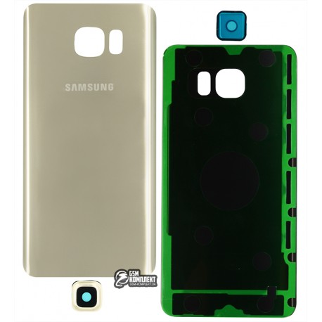 Задняя панель корпуса Samsung N9200 Galaxy Note 5, золотистый, со стеклом камеры