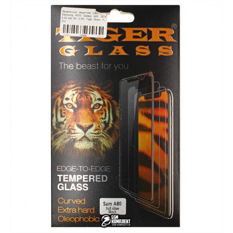 Загартоване захисне скло для Samsung A805 Galaxy A80 2019, 0,26 мм 9H, 2.5D, Tiger Glass, Full Glue, чорний колір