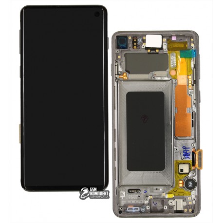 Дисплей Samsung G973 Galaxy S10, чорний, з рамкою, оригінал, # GH82-18850A