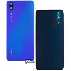 Задня панель корпусу Huawei P20, синя, зі склом камери, Midnight Blue