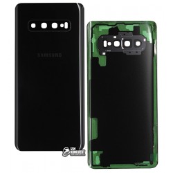 Задняя панель корпуса Samsung G975 Galaxy S10 Plus, черный, со стеклом камеры