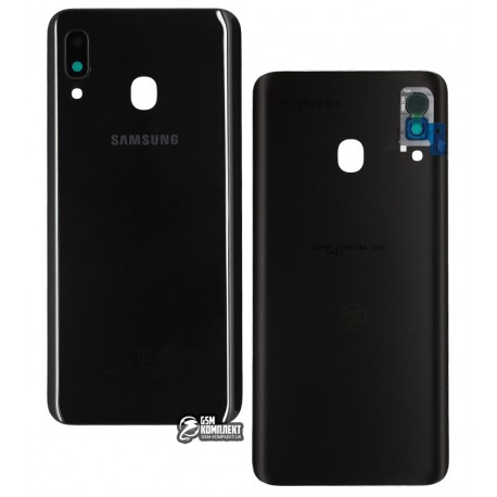Задняя панель корпуса Samsung A205F/DS Galaxy A20, черный, со стеклом камеры
