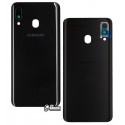 Задняя панель корпуса Samsung A205F/DS Galaxy A20, черный, со стеклом камеры
