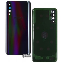 Задняя панель корпуса Samsung A505F/DS Galaxy A50, черный, со стеклом камеры