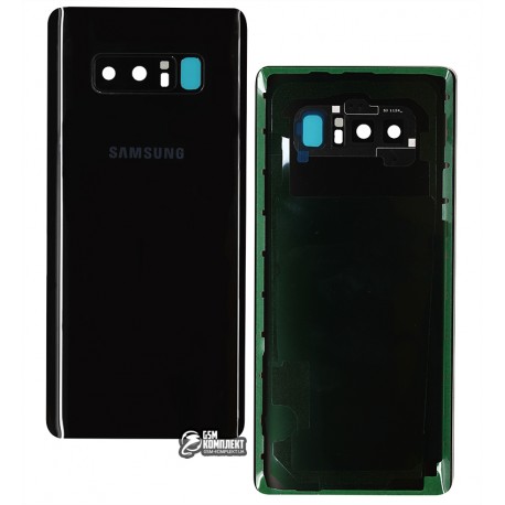 Задняя панель корпуса для Samsung N950F Galaxy Note 8, черная, со стеклом камеры, полная, Original (PRC), midnight black