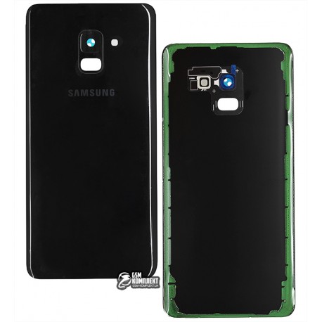 Задняя панель корпуса Samsung A730F Galaxy A8+ (2018), A730F/DS Galaxy A8+ (2018), черный, со стеклом камеры