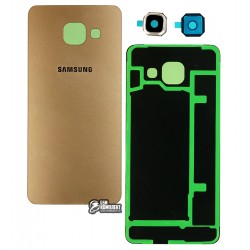 Задня панель корпусу Samsung A310 Galaxy A3 (2016), золотиста, p склом камери