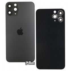 Задняя панель корпуса Apple iPhone 11 Pro, темно-серая, со стеклом камеры Задняя панель корпуса Apple iPhone 11 Pro, темно-серая, со стеклом камеры