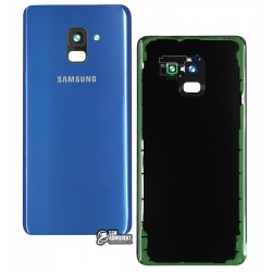 Задняя панель корпуса Samsung A730F Galaxy A8+ (2018), A730F/DS Galaxy A8+ (2018), синий, со стеклом камеры