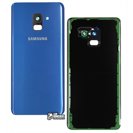 Задня панель корпусу Samsung A730F Galaxy A8 + (2018), A730F / DS Galaxy A8 + (2018), синя, зі склом камери