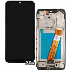 Дисплей Samsung A015 Galaxy A01, черный, с тачскрином, с узким шлейфом, с рамкой, оригинал, service pack box, (GH81-18209A), original glass
