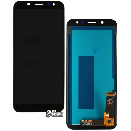 Дисплей для Samsung A600 Dual Galaxy A6 (2018), чорний, з сенсорним екраном (дисплейний модуль), з регулюванням яскравості, (TFT), копія