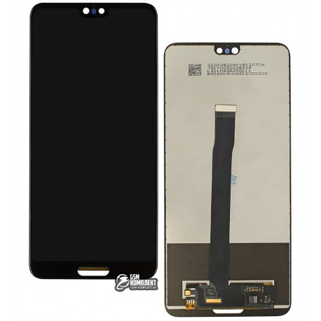 Дисплей Huawei P20, чорний, з тачскріном, grade B, High Copy, EML-L29 / EML-L09