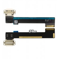 Шлейф для планшету iPad Mini 4, конектора зарядки, з компонентами, білий Шлейф для планшету iPad Mini 4, конектора зарядки, з компонентами, білий