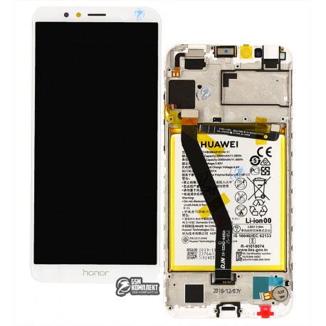 Дисплей Huawei Honor 7A Pro 5,7", белый, с сенсорным экраном, с рамкой, с аккумулятором, лого Honor, Original, сервисная упаковка, AUM-L29/ATU-L21/ATU-L22, #02351WER