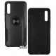 Чехол для Samsung A705 Galaxy A70, Leather Design Case With Ring, силикон-пластик, черный