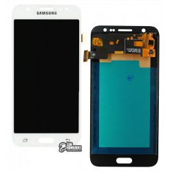 Дисплей Samsung J500 Galaxy J5, білий, з сенсорним екраном (дисплейний модуль), з регулюванням яскравості, (TFT), копія