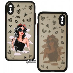 Чехол для Apple iPhone X/Xs, WAVE Cartoon, PC-TPU (little black dress)