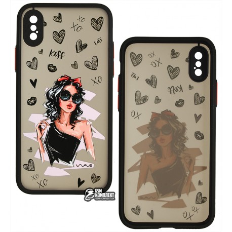 Чехол для Apple iPhone X/Xs, WAVE Cartoon, PC-TPU (little black dress)