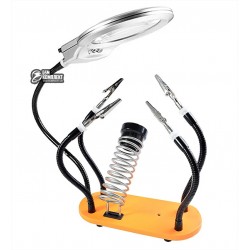 Тримач третя рука c 5 гнучкими власниками, LED підствітка, 4Х 90мм, підставка для паяльника