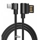 Кабель Type-C - USB, Hoco U37 Long roam charging, угловой, 2,4А, 1м, силиконовый