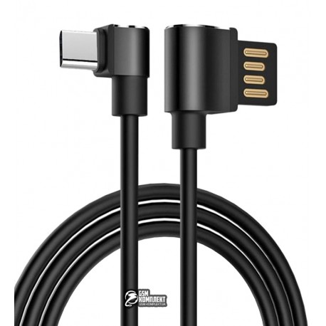 Кабель Type-C - USB, Hoco U37 Long roam charging, угловой, 2,4А, 1м, силиконовый