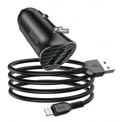 Автомобильное зарядное устройство Hoco Z39 Farsighted dual port QC3.0 Car charger set (Lightning)