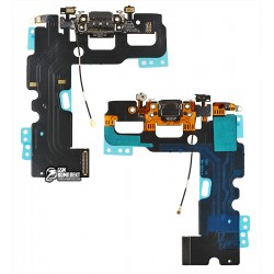 Шлейф для iPhone 7, коннектора зарядки, черный, с микрофоном, Сopy Шлейф для iPhone 7, коннектора зарядки, черный, с микрофоном, Сopy