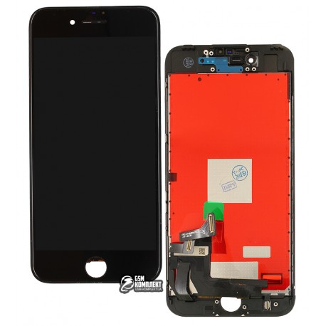Дисплей iPhone 7, черный, с сенсорным экраном, с рамкой, AAA, Tianma, с пластиками камеры и датчика приближения