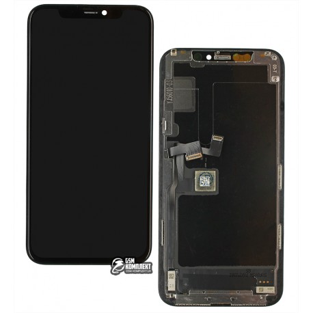 Дисплей для iPhone 11 Pro, чорний, з сенсорним екраном, з рамкою, (TFT), AAA, Tianma