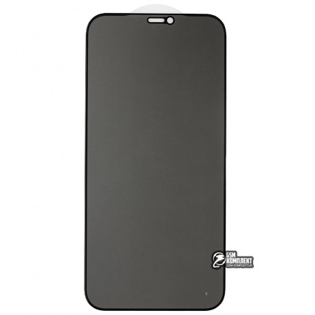 Защитное стекло для iPhone 12 Pro Max, 2,5D, Full Glue, Антишпион, черноее