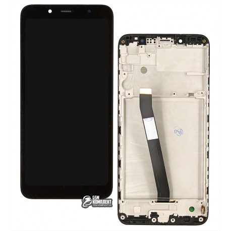 Дисплей для Xiaomi Redmi 7A, черный, с тачскрином, с рамкой, оригинал (переклеено стекло), MZB7995IN, M1903C3EG, M1903C3EH, M1903C3EI