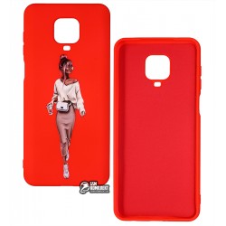 Чохол для Xiaomi Redmi Note 9S, ART Lady red, силіконовий