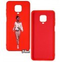 Чохол для Xiaomi Redmi Note 9S, Redmi Note 9 Pro, Redmi Note 9 Pro Max, ART Lady red, силіконовий