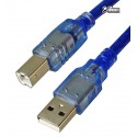 Кабель USB-B для Arduino UNO / Mega, 30 см, блакитний