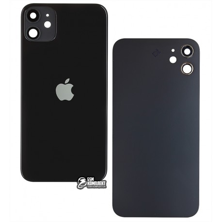 Задняя панель корпуса для iPhone 11, черная, со стеклом камеры