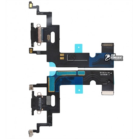 Шлейф iPhone XR, коннектора зарядки, черный, с микрофоном, Сopy